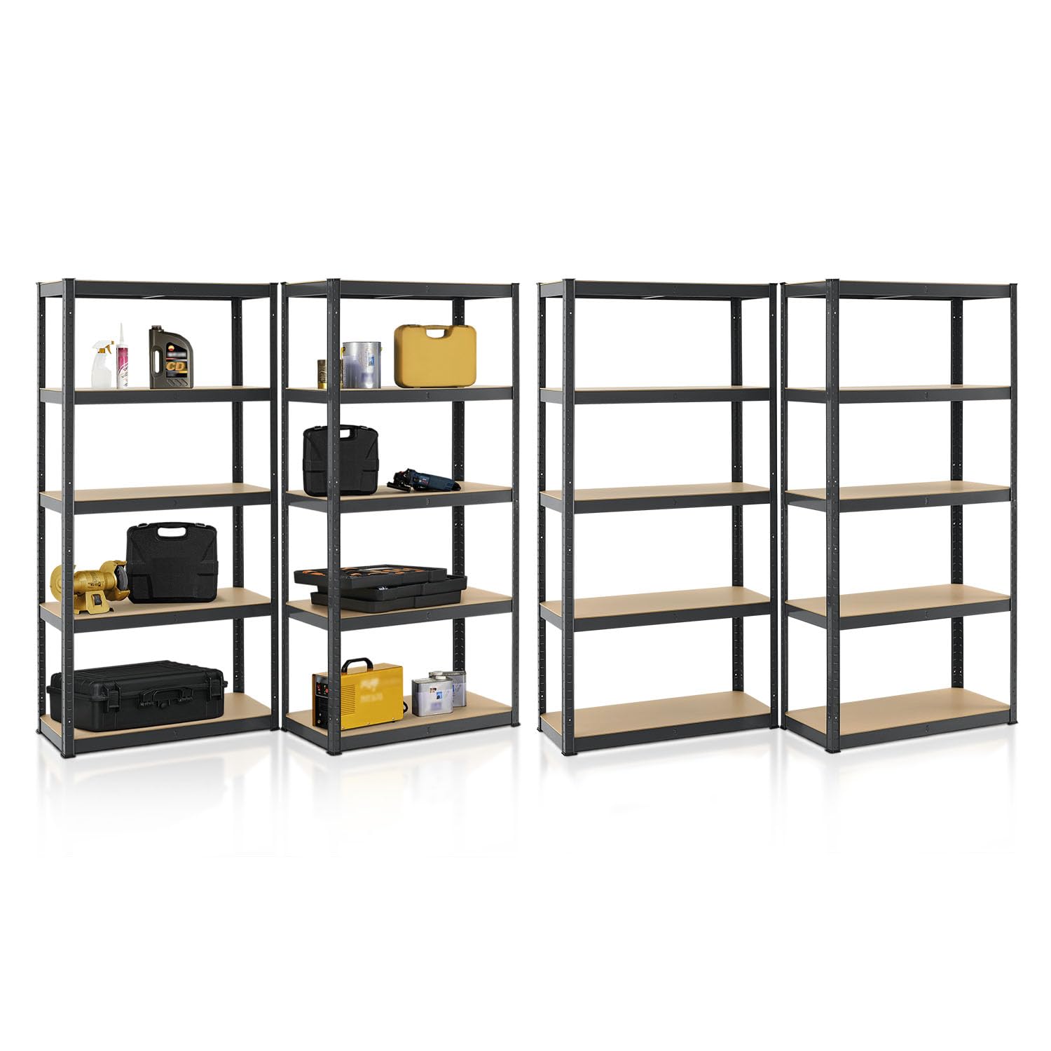 Juskys 4er-Set Lagerregal Basic 4X 180x90x40cm (HxBxT) - 3500 kg - 20 Böden - Schwerlastregal Steckregal Metall Kellerregal Regalsystem Regal - Grau