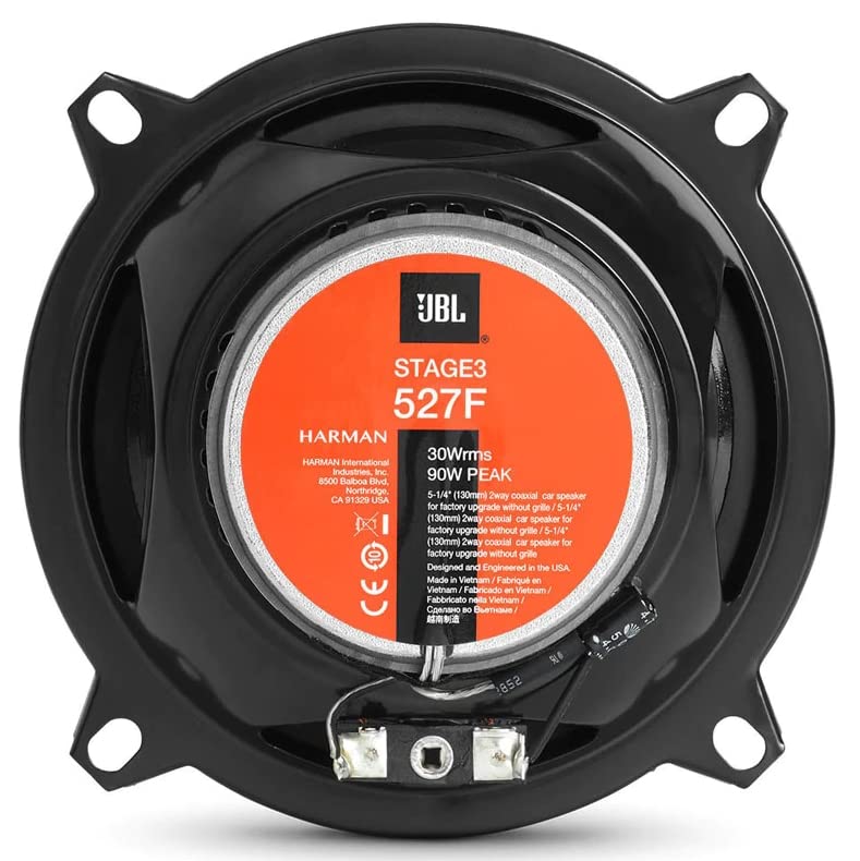 JBL Stage3 527F 2-Wege Auto Lautsprecher Set von Harman Kardon - 200 Watt Autolautsprecher - 2 stück Car HiFi Box groß 13cm - 130mm - 5,25 Zoll ohne Grille Abdeckung