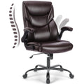 DUMOS Bürostuhl Pu-Leder Chefsessel mit Hochklappbaren Armlehnen Bürostuhle Leder mit Drehbaren Rädern Office Chair Ergonomic Geeignet für Büros Zuhause und Andere Umgebungen