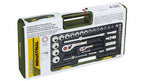 PROXXON Steckschlüsselsatz, Komplettsatz mit 1/4'' und 1/2''-Umschaltratsche, 65-teiliges Werkzeug-Set mit Kunststoffkoffer, 23286