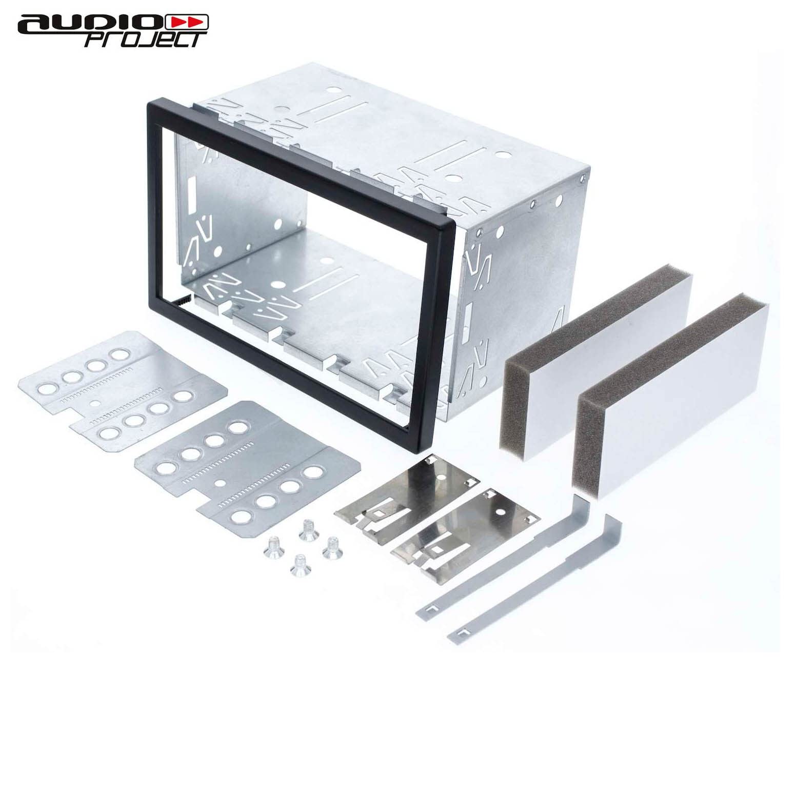 Audioproject A146 - Autoradio Doppel DIN Schacht Radio - Metall für 2DIN Radio / 2 ISO Auto Radio Einbaurahmen - kompatibel für VW Golf Polo Audi Ford Mercedes Smart Skoda Peugeot