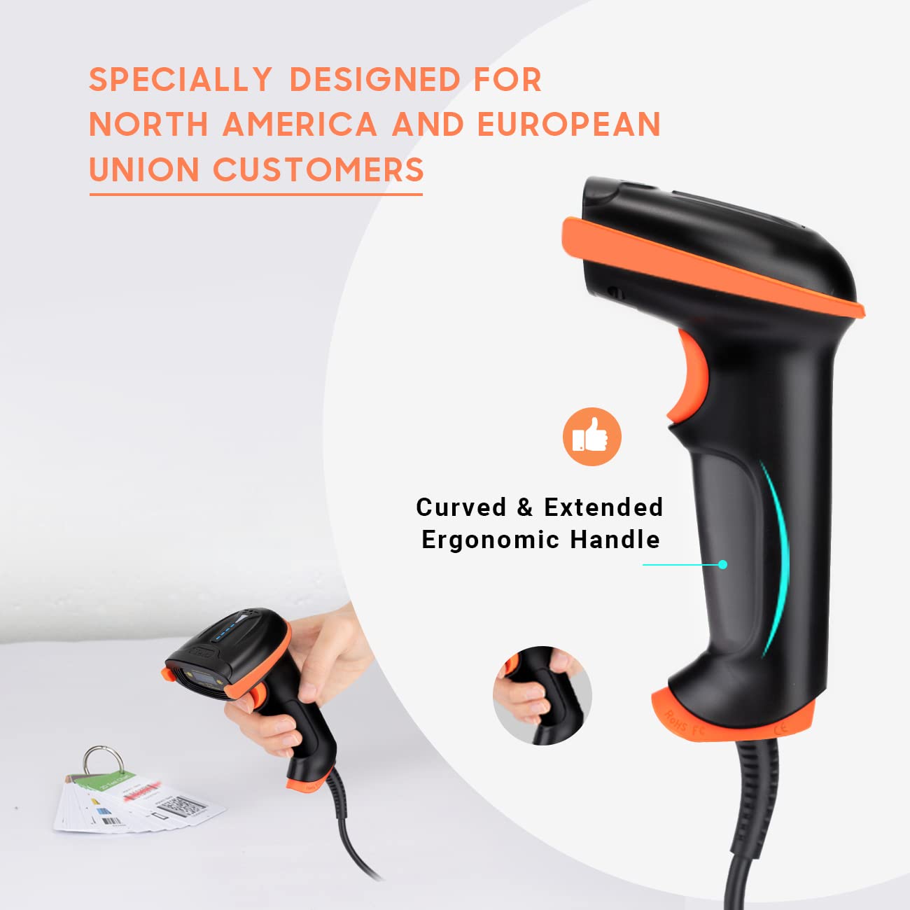 Tera Barcode-Scanner 1D Laser USB Wired Kabelgebunden Handheld Barcodescanner Handscanner Lesegerät Plug and Play, L5100Y