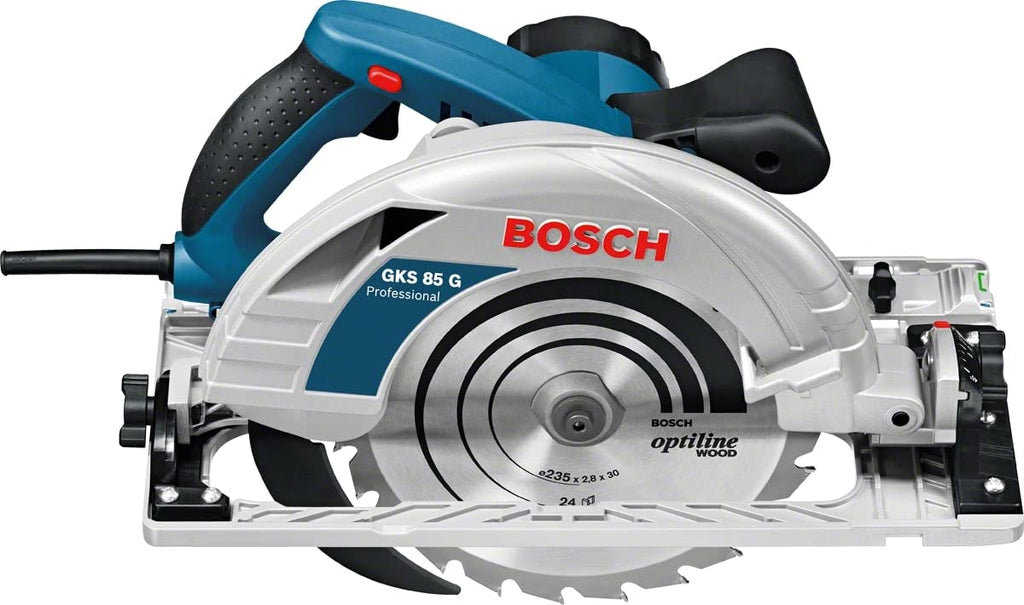 Bosch Professional Kreissäge GKS 85 G (inkl. 1x Kreissägeblatt, Optiline Wood, 235 x 30/25 x 2,8 mm, 24, Innensechskantschlüssel SW 5, Absaugadapter)