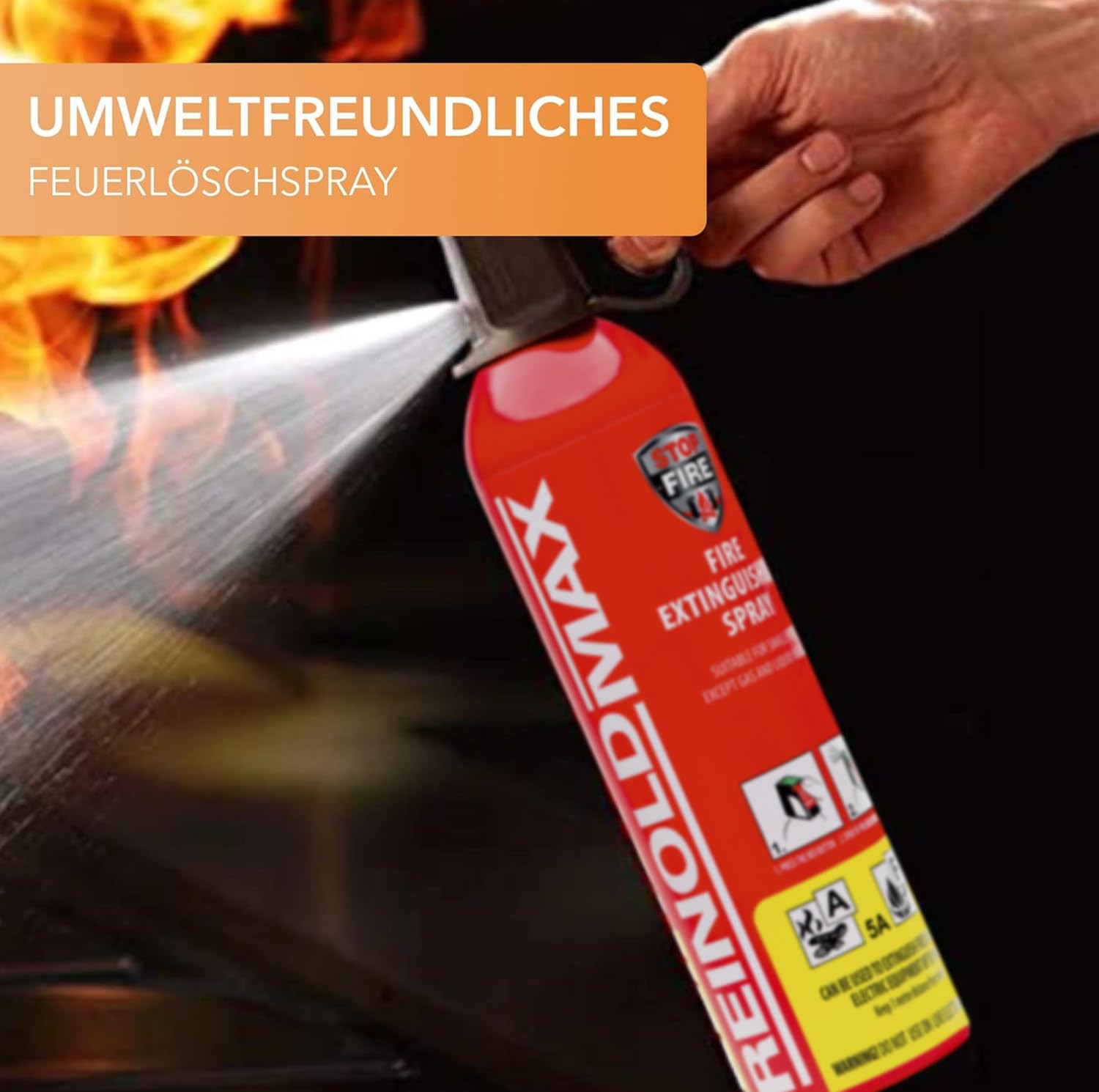 XENOTEC PREMIUM Feuerlöschspray – 2er Set - 750ml – Stopfire – Autofeuerlöscher – REINOLDMAX – wiederverwendbar – geeignet für Fettbrände – 2 x 750g