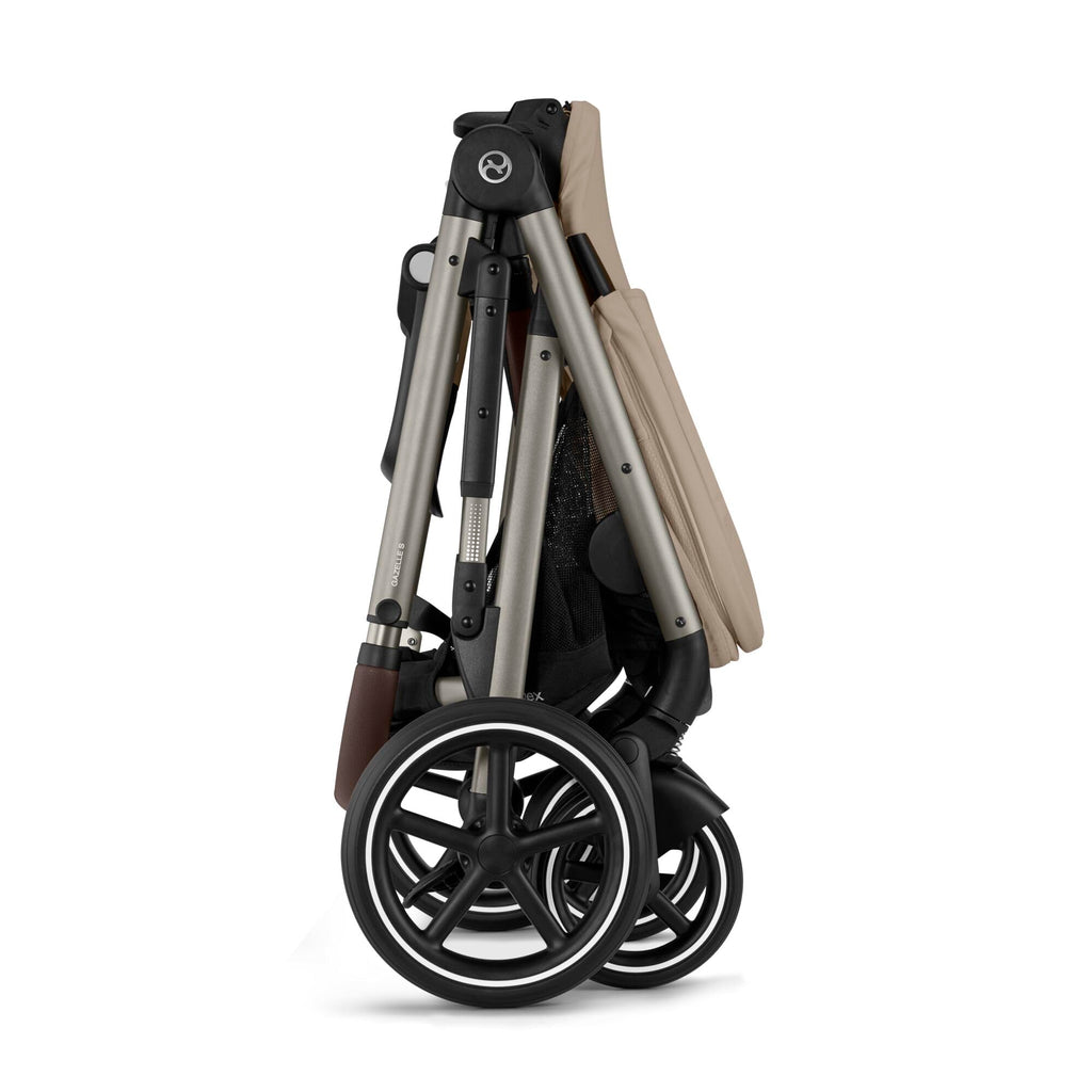 CYBEX Gold Kinderwagen GAZELLE S, Ab Geburt bis ca. 4 Jahre, Max. 22 kg (Single-Modus) / 2x 22 kg (Duo-Modus), All-in-1-System mit 20+ Konfigurationen, Almond Beige