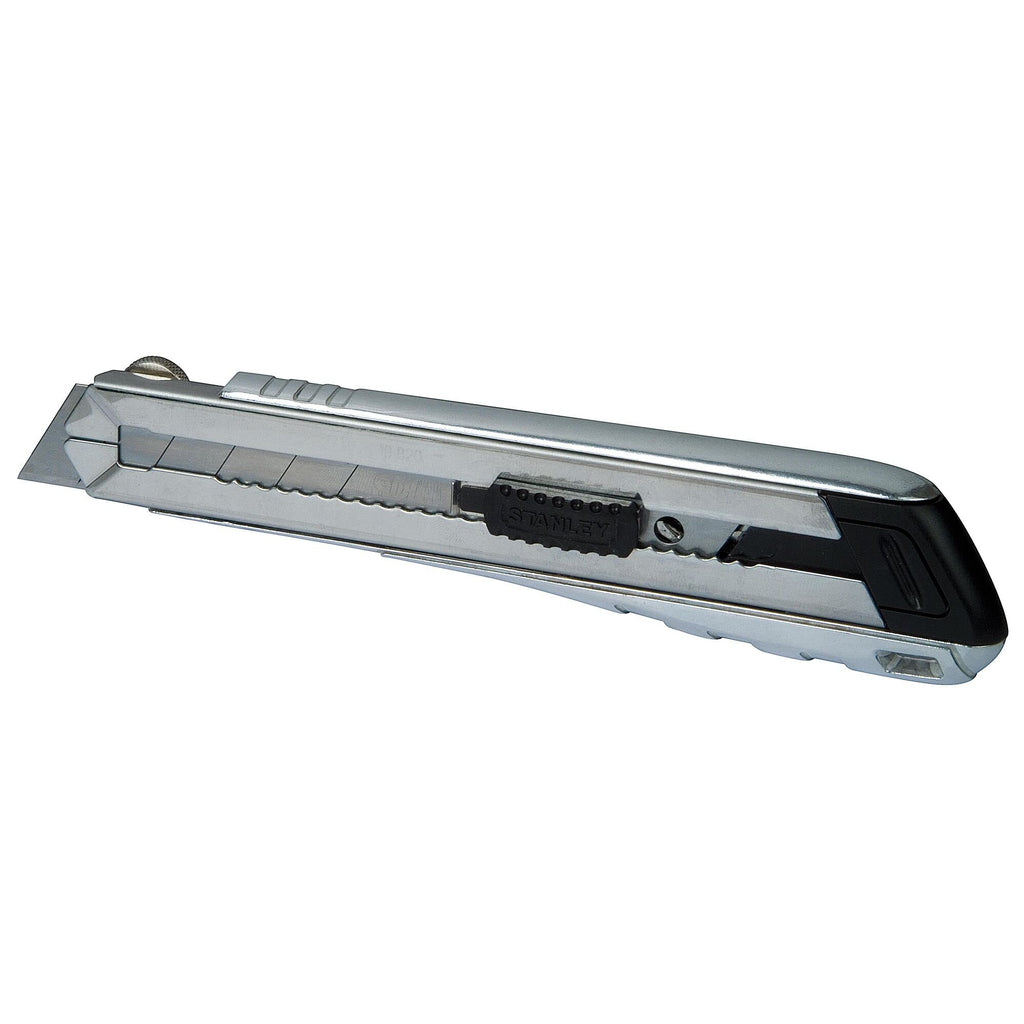 Stanley FatMax Cuttermesser PRO 0-10-820 (25 mm Klingenbreite, 210 mm Länge, extra langer, robuster Metall-Korpus für beidhändiges Schneiden, angeraute Grifffläche, inkl. 4 Abbrechklingen)