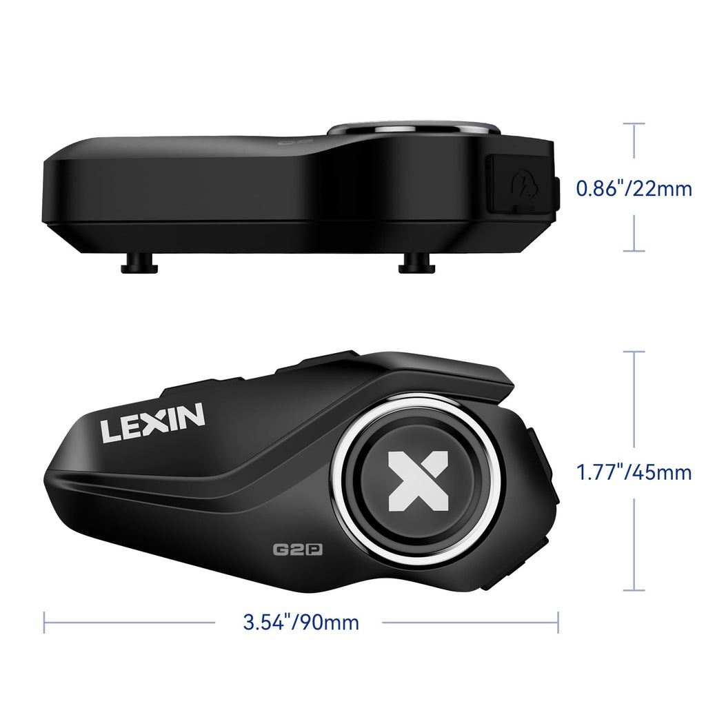 LEXIN G2P Motorrad Bluetooth Headset, Helm Kommunikationssystem für 2 bis zu 6 Personen in Reichweite von 1000m, IP67 Wasserdicht Freisprecheinrichtung mit FM Radio, Doppelpack