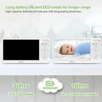 Blemil Babyphone mit Kamera,6 Zoll IPS Display Babyphone ohne WLAN, 4000 mAh Akku, ECO-Modus, Auto-Nachtsicht, 2-Wege-Audio, 300 m Reichweite（Idealzustand）,Weinen-Erkennung