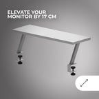 Mars Gaming MGDS, Monitor-Erhöhung, Erhöht den Monitor um 17cm, Ergonomischer Tischständer aus Stahl, Carbonfaserplatte 60x20cm, Bildschirmhalterung für Schreibtische mit 10 bis 33mm Dicke, Weiß