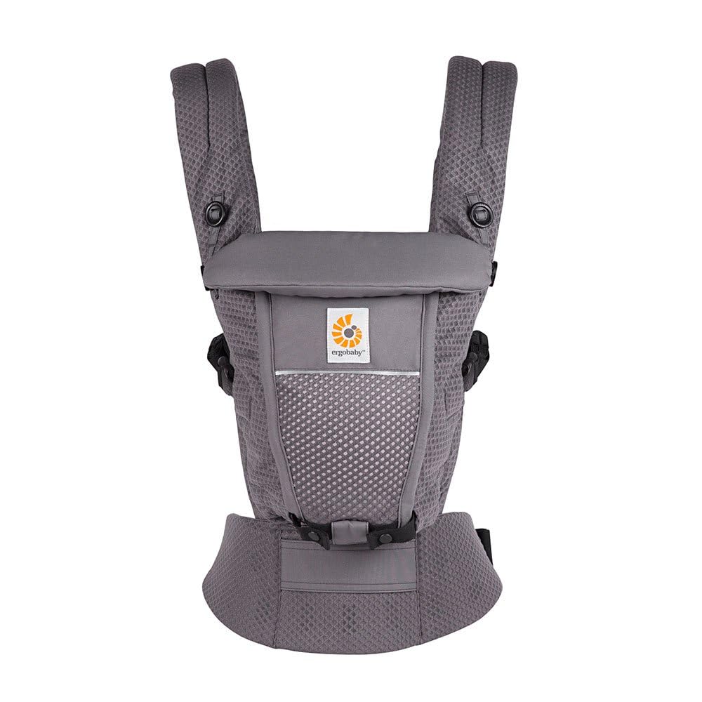 Ergobaby Adapt Babytrage für Neugeborene ab Geburt, 3-Positionen SoftFlex Mesh Ergonomische Babybauchtrage Rückentrage Baby-Tragetasche, Graphite Grey