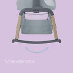 Maxi-Cosi Iora Air Beistellbett Baby, Co-Sleeper mit Allround-Netzgewebe, 0–6 Monate (9 kg), Schaukelmodus,5 Höhenstufen, Leichtes Schieben, Leicht zu Tragen, 2 Räder, Beyond Grey