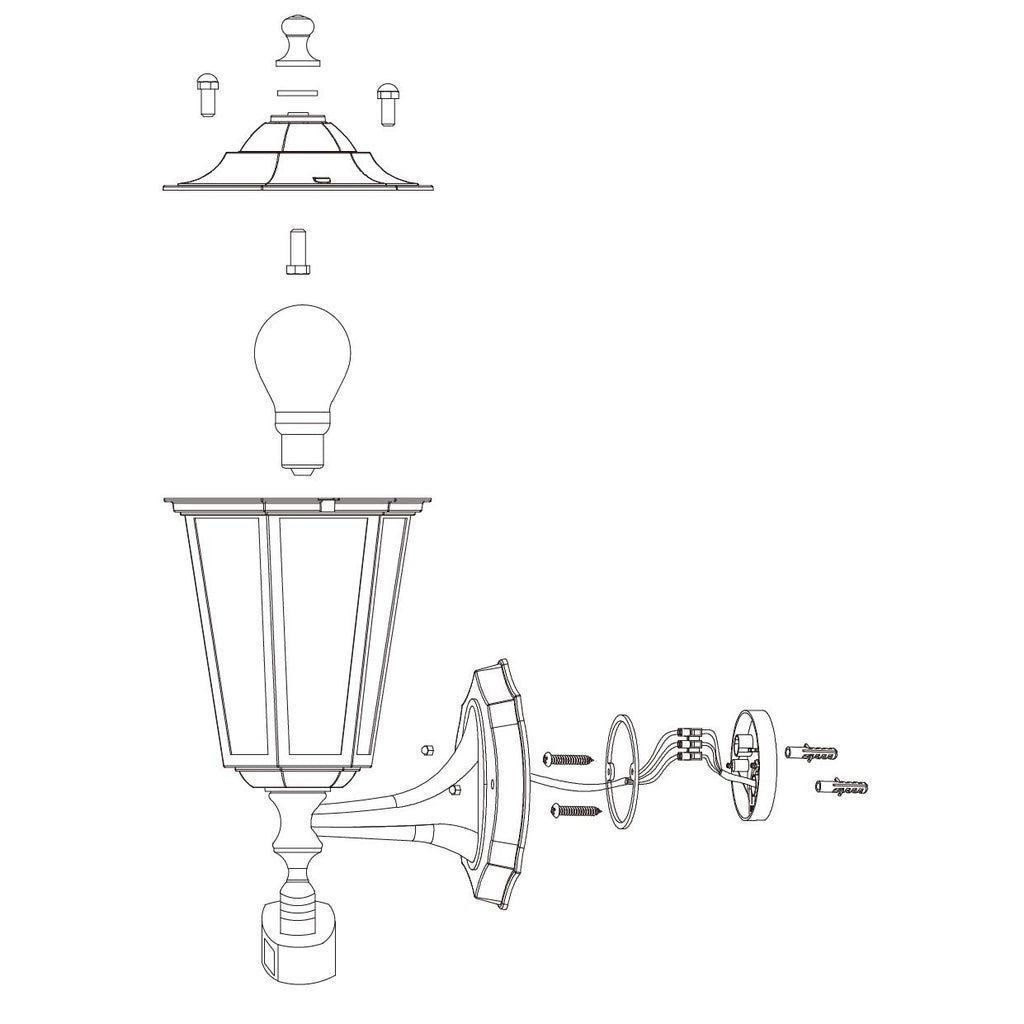 EGLO Außen-Wandlampe Laterna 5, 1 flammige Außenleuchte inkl. Bewegungsmelder, Sensor-Wandleuchte aus Aluguss und Glas, Farbe: Weiß, Fassung: E27, IP44