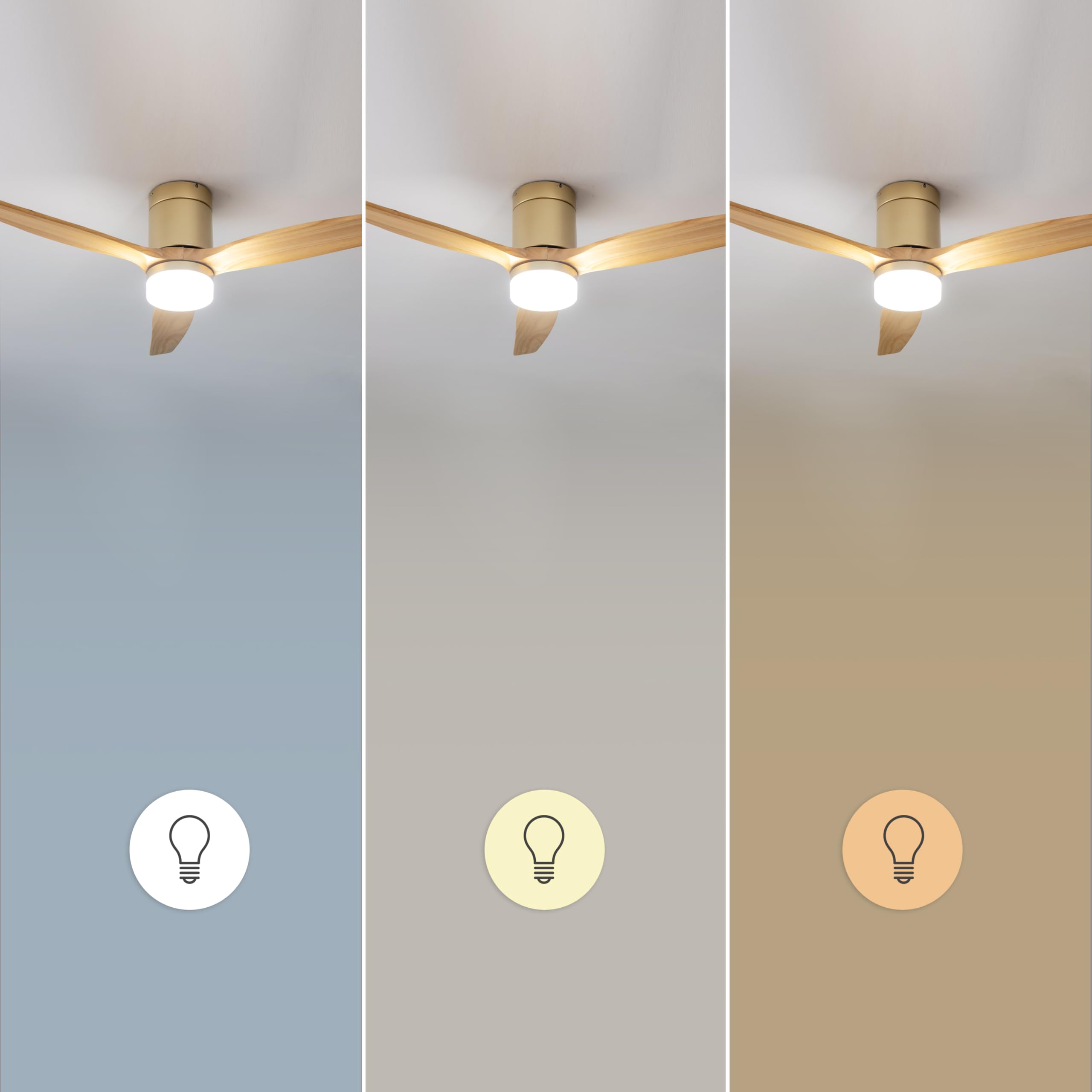 Cecotec - Deckenventilatoren mit Licht EnergySilence Aero 5600 Aqua WhiteDarkWood Connected, 132 cm, 40 W, LED 20W, 3 Flügel, 6 Geschwindigkeiten, Timer, Winter/Sommer, Wi-Fi, Weiß, Schwarz-Baun