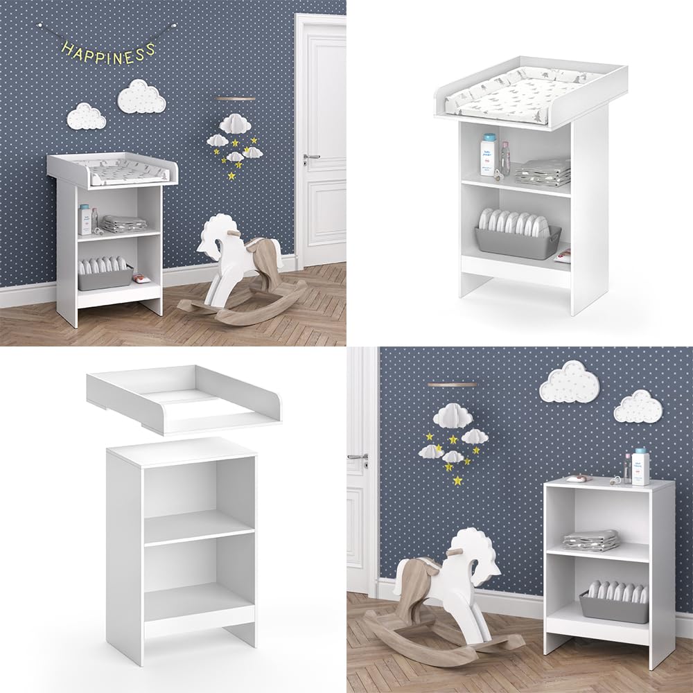 Vicco Wickelkommode Leo, Wickelaufsatz für die Kommode, Weiß, 60 x 103 cm