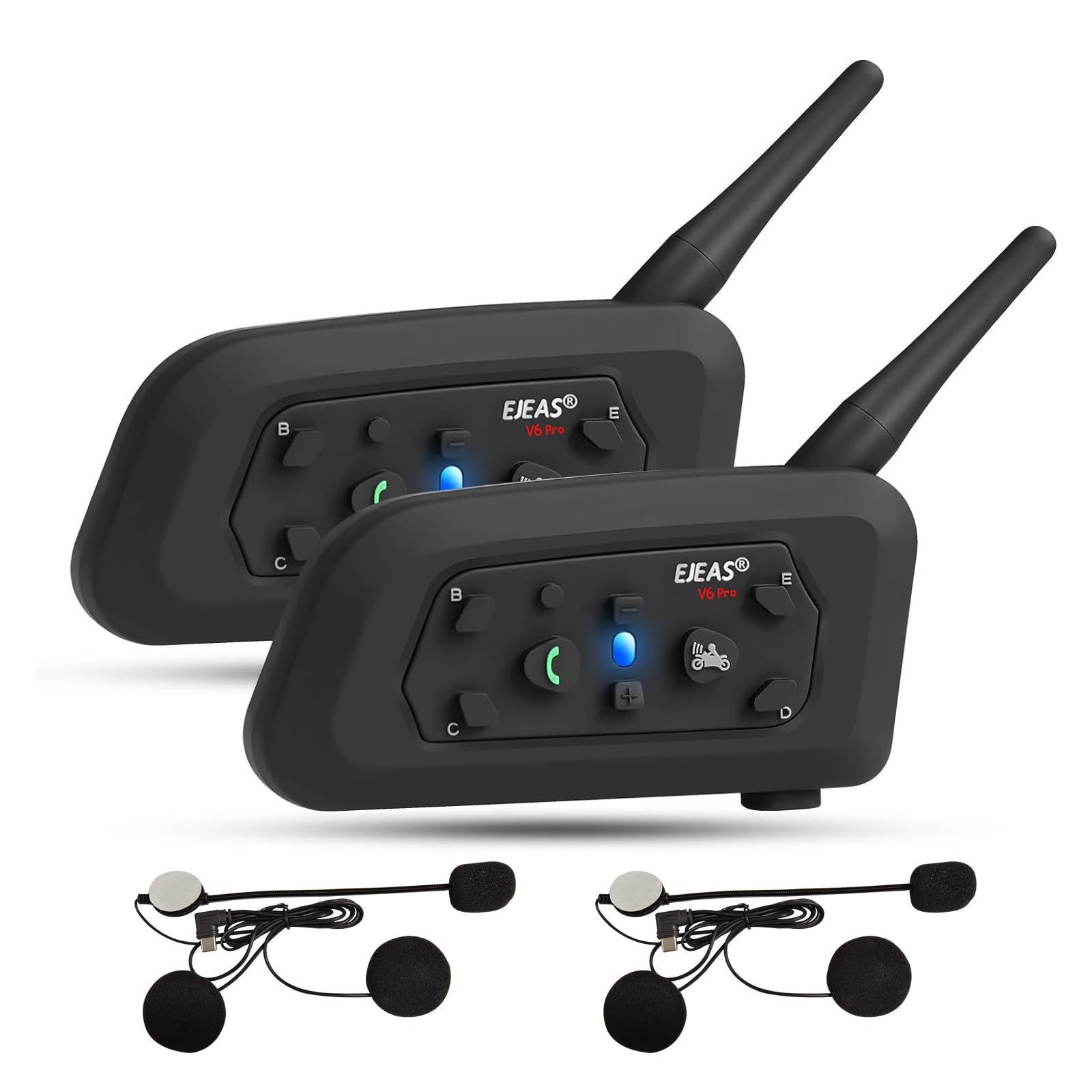 EJEAS V6PRO Motorrad Intercom Bluetooth Headsets 1200m bis zu 6 Reiters DSP-Rauschunterdrückung, Wasserdicht, Kommunikationssystem für Motorräder, USB-C