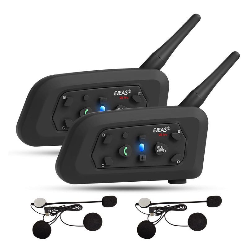 EJEAS V6PRO Motorrad Intercom Bluetooth Headsets 1200m bis zu 6 Reiters DSP-Rauschunterdrückung, Wasserdicht, Kommunikationssystem für Motorräder, USB-C