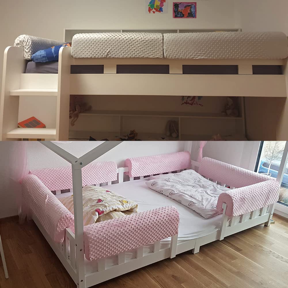 Wonder Space Bettkantenschutz für Kinderbetten, Bettgitter Polsterung Stoßstange - Anti-Kollision | Erhöhte Höhe | Sturzprävention, Einfache Installation Sicherheit Universelle Passform (Grau, 90cm)