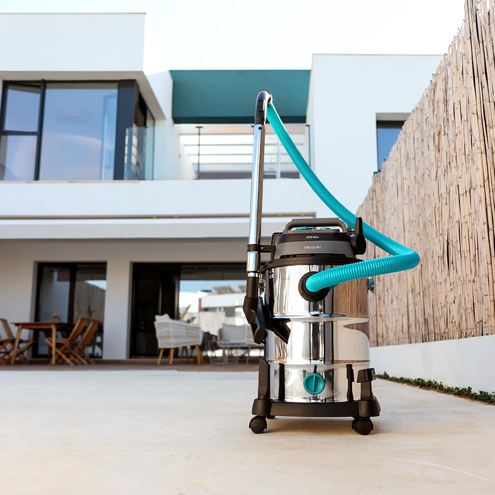 Cecotec Staubsauger für Feste Stoffe und Flüssigkeiten 30L Conga Rockstar Wet & Dry Steel Pro Tool. 1600W, erhöhte Haltbarkeit und Widerstandsfähigkeit, enthält Steckdose für Werkzeuge, Zubehörkit