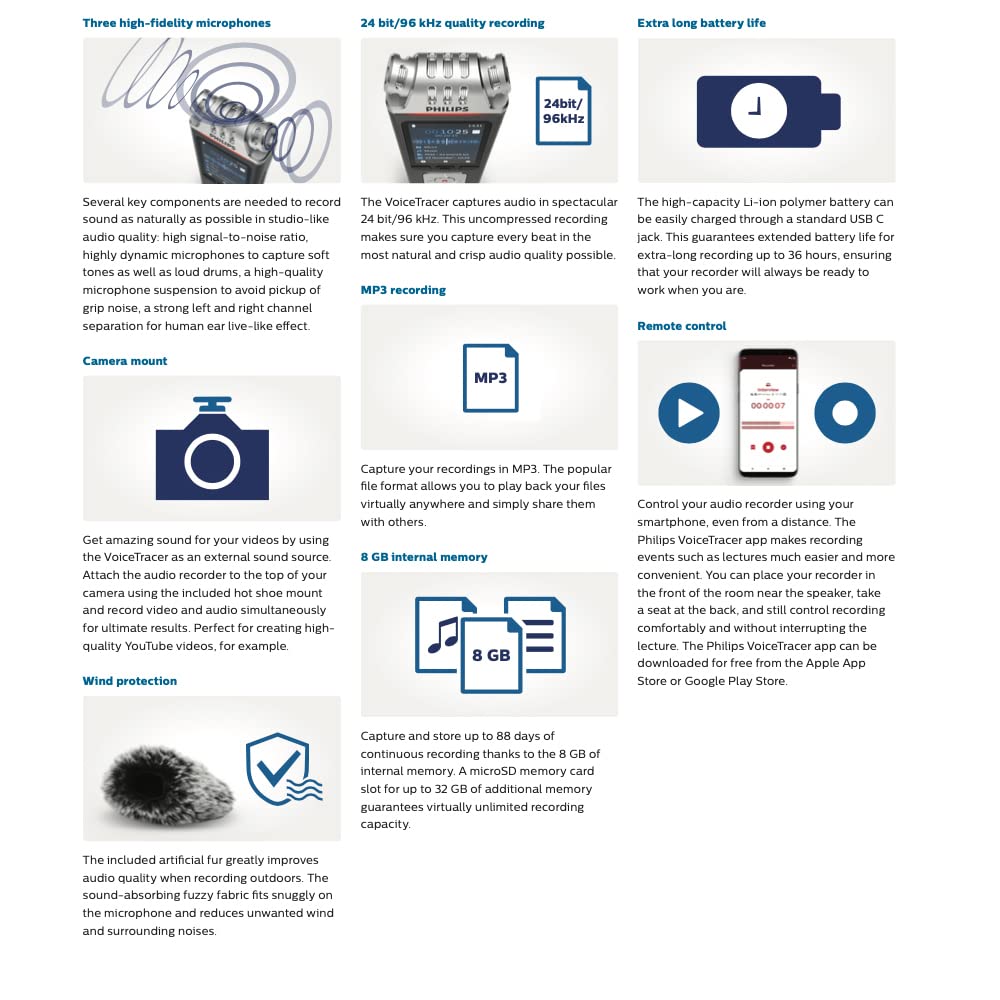 Philips VoiceTracer Audiorecorder Diktiergerät DVT6110, DVT7110