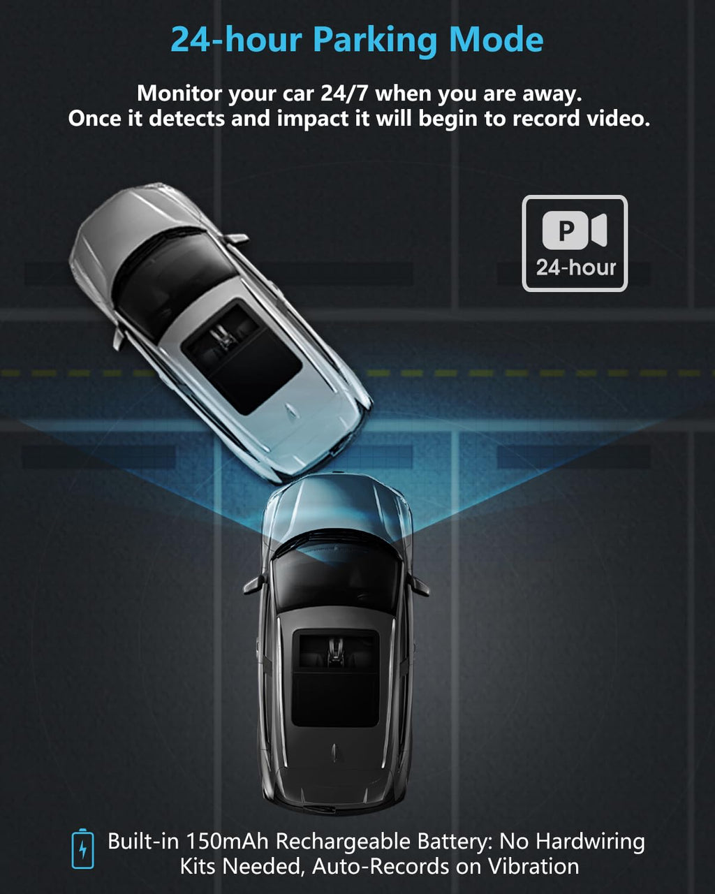 abask J05 Dashcam Auto 1080P Dash Cam Vorne Innen mit 32GB SD-Karte, 310° Weitwinkelansicht, Autokamera mit Parküberwachung, Bewegungserkennung, Infrarot Nachtsicht, G-Sensor, Loop-Aufnahm, HDR, Akku