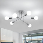Comely Vintage Deckenlampe Industriell, 6 Flammig E27 Retro Wohnzimmerlampe Modern Chrom, Deckenleuchte Metall Design für Küche Wohnzimmer Schlafzimmer