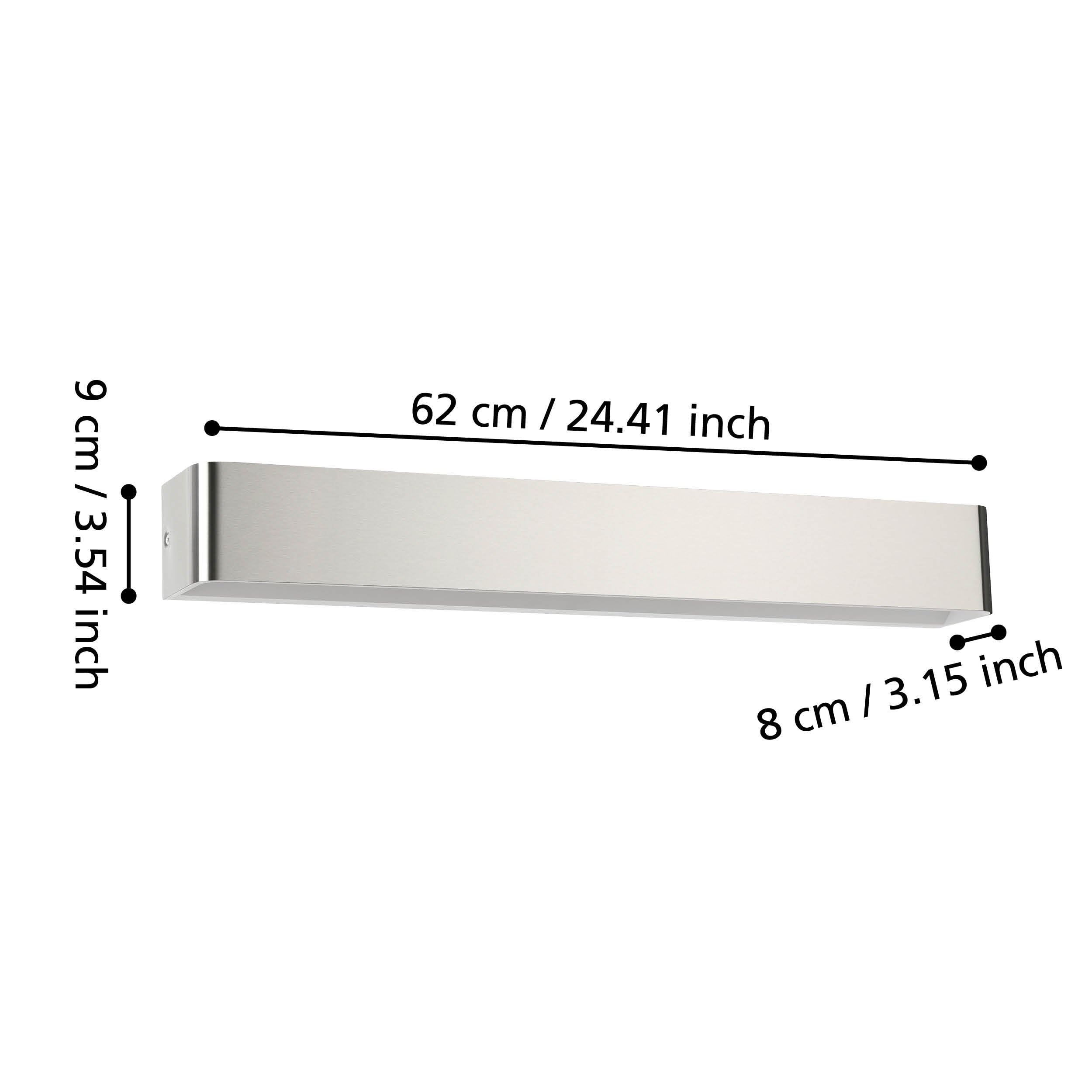 EGLO LED Wandlampe Sania 5, 1 flammige Wandleuchte, minimalistisch, Wandbeleuchtung aus Metall in Nickel-Matt, Weiß, Kunststoff in Satiniert, LED Badezimmer Lampe warmweiß, L 62 cm, IP44