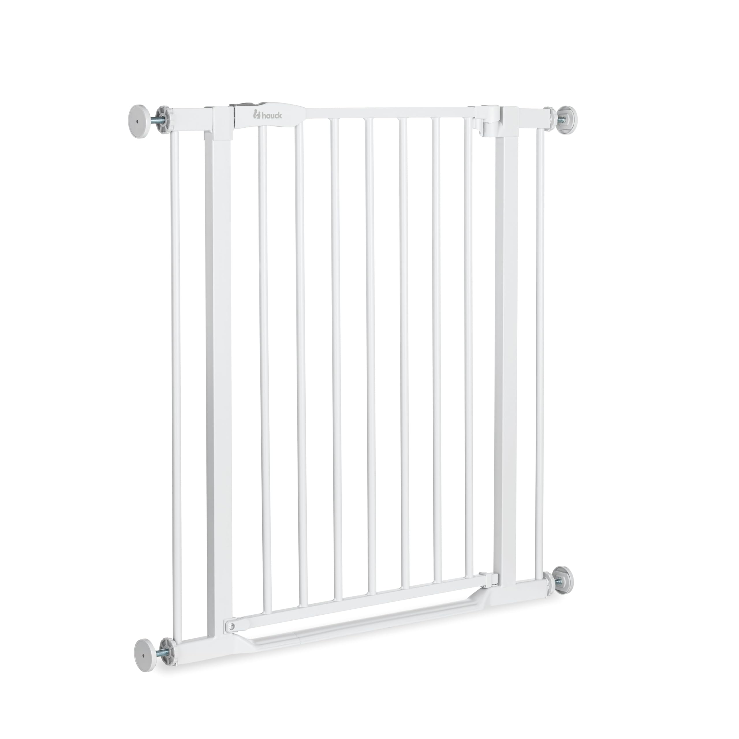 hauck Clear Step 2, Weiß - Kinderschutzgitter Hundegitter, Verstellbare Breite 75-80 cm, 77 cm Hoch, Flacher Einstieg, Einhand Öffnung, ohne Bohren, für Innen