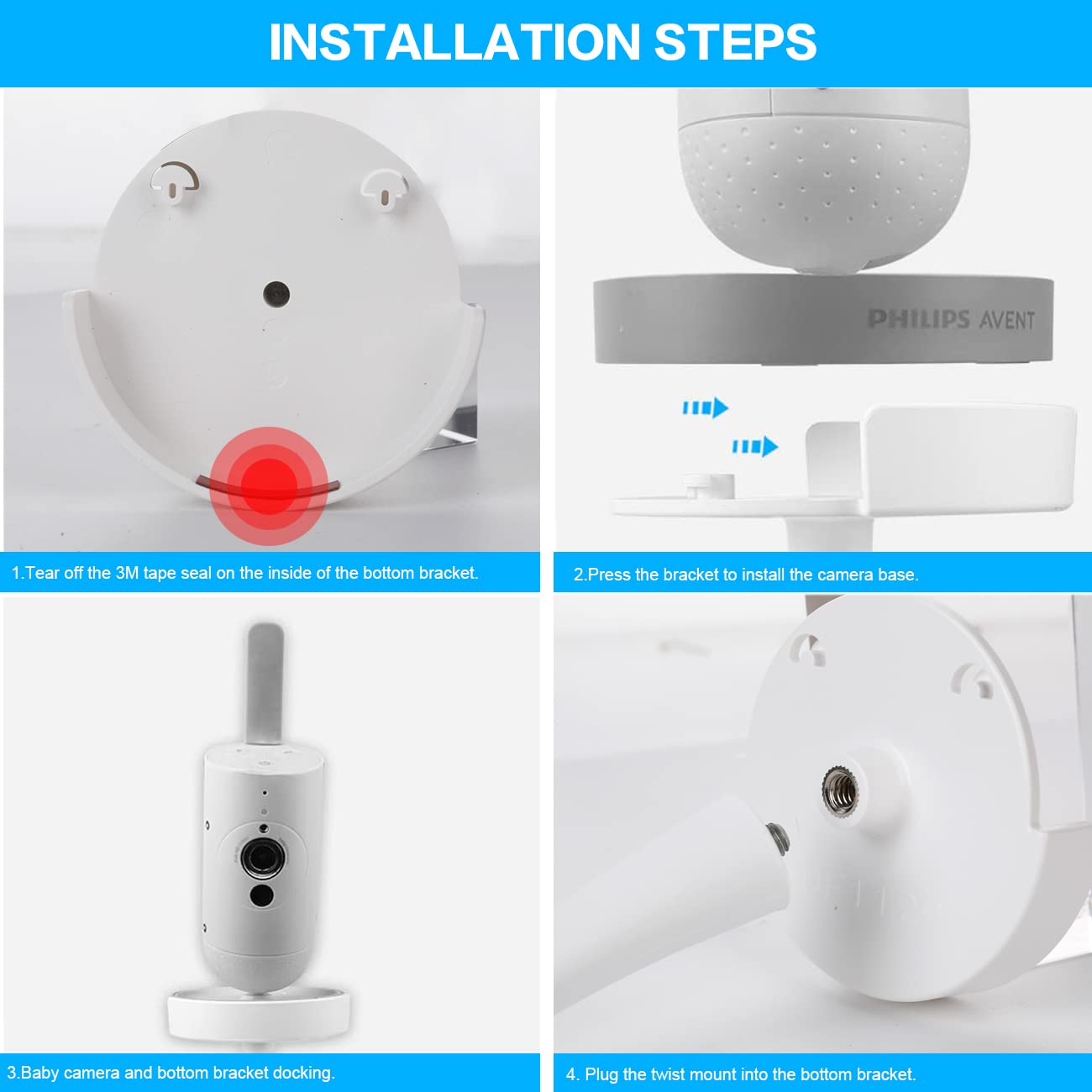 Monitor Halterung für Philips Avent Babyphone SCD923/26, Flexible Baby Kamera Halter für SCD643/26, Holder für Philips Avent Video Baby Monitor, Video Babyphone Kamera Mount Halterung Stand Zubehör