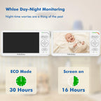 HelloBaby 6 Zoll Baby Monitor mit Kamera & Teilbild-Funktion, 4000mAh Akkulaufzeit, 355°/120° Schwenk & Neige, Nachtsicht, Kein WLAN, Temperaturalarm & Schlaflieder, ECO, Kein WLAN