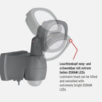 Brennenstuhl Batterie LED Strahler LUFOS/Kabelloser LED Außen-Strahler mit Batterie und Bewegungsmelder (mit 8 Marken LEDs, 440 Lumen, für außen IP44, mit zusätzlicher Funktionseinstellung)