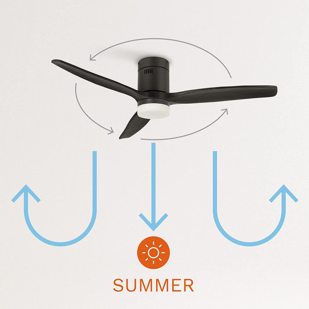 CREATE / WINDCALM M/Deckenventilator ABS mit Beleuchtung Schwarz mit Fernbedienung / 40W, Leise, Ø132cm, Timer von 1 bis 4 Std., DC-Motor, Sommer-Winterbetrieb