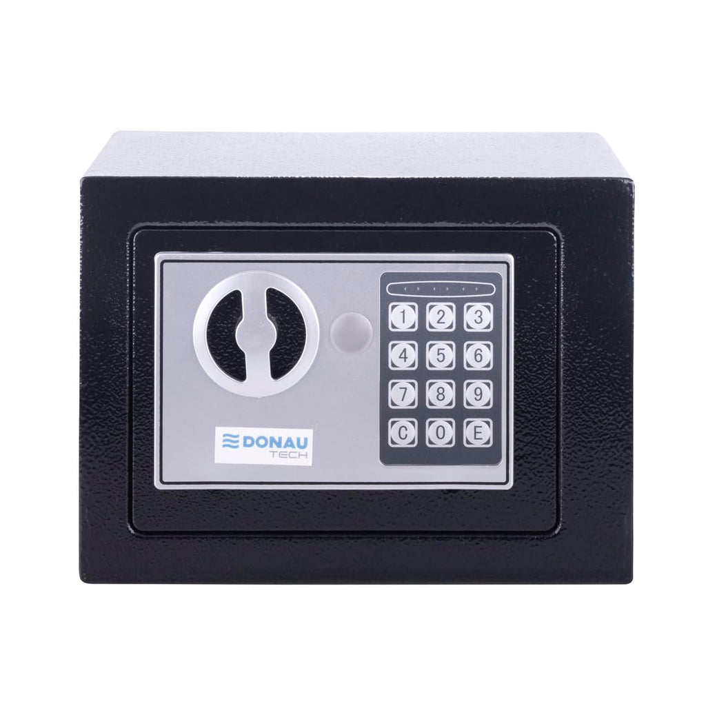 DONAU TECH Digitaler Mini Tresor 4,6L / 23 x 17 x 17 cm/Manuell-digitaler Elektronischer Safe Klein Möbeltresor/mit Digitaler Passwort & 2 Sicherheitsschlüssel Tresor/Schwarz
