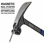 REAL STEEL Klauenhammer mit Magnetischen Nagel Starter und Ergonomische Griff 595g Rahmenhammer Zimmermannshammer, 0517