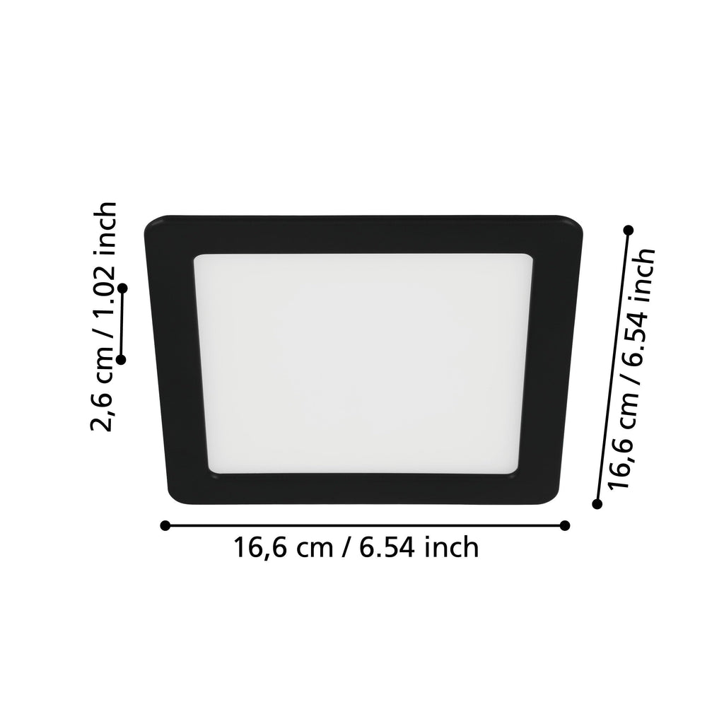 EGLO LED Einbaustrahler Fueva 5, L x B 16,6 cm, Spot aus Stahl und einer Kunststoff Leuchtfläche, Einbauleuchte in Schwarz, Weiß, Einbauspot flach, geringe Einbautiefe 26 mm, neutralweiß