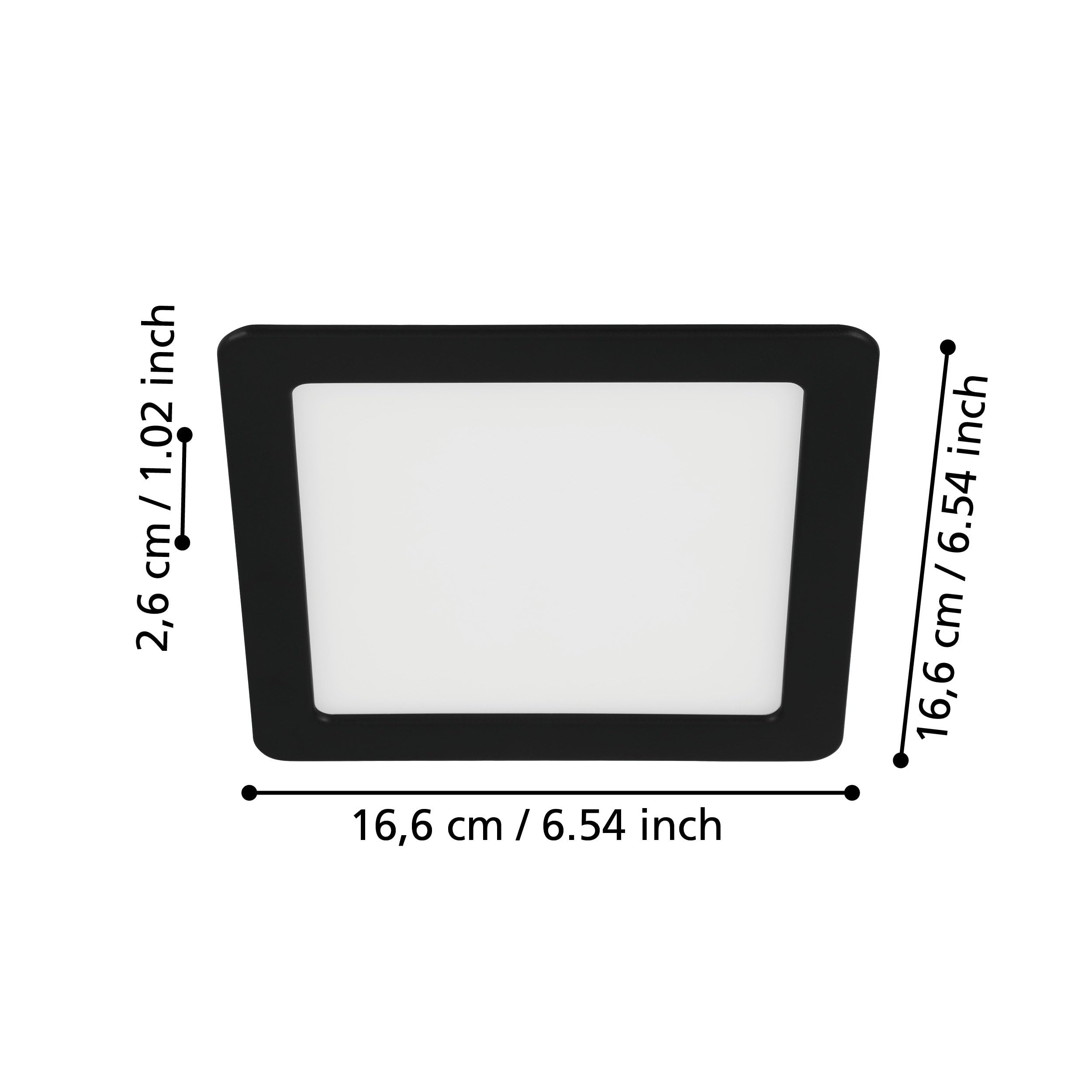 EGLO LED Einbaustrahler Fueva 5, L x B 16,6 cm, Spot aus Stahl und einer Kunststoff Leuchtfläche, Einbauleuchte in Schwarz, Weiß, Einbauspot flach, geringe Einbautiefe 26 mm, neutralweiß