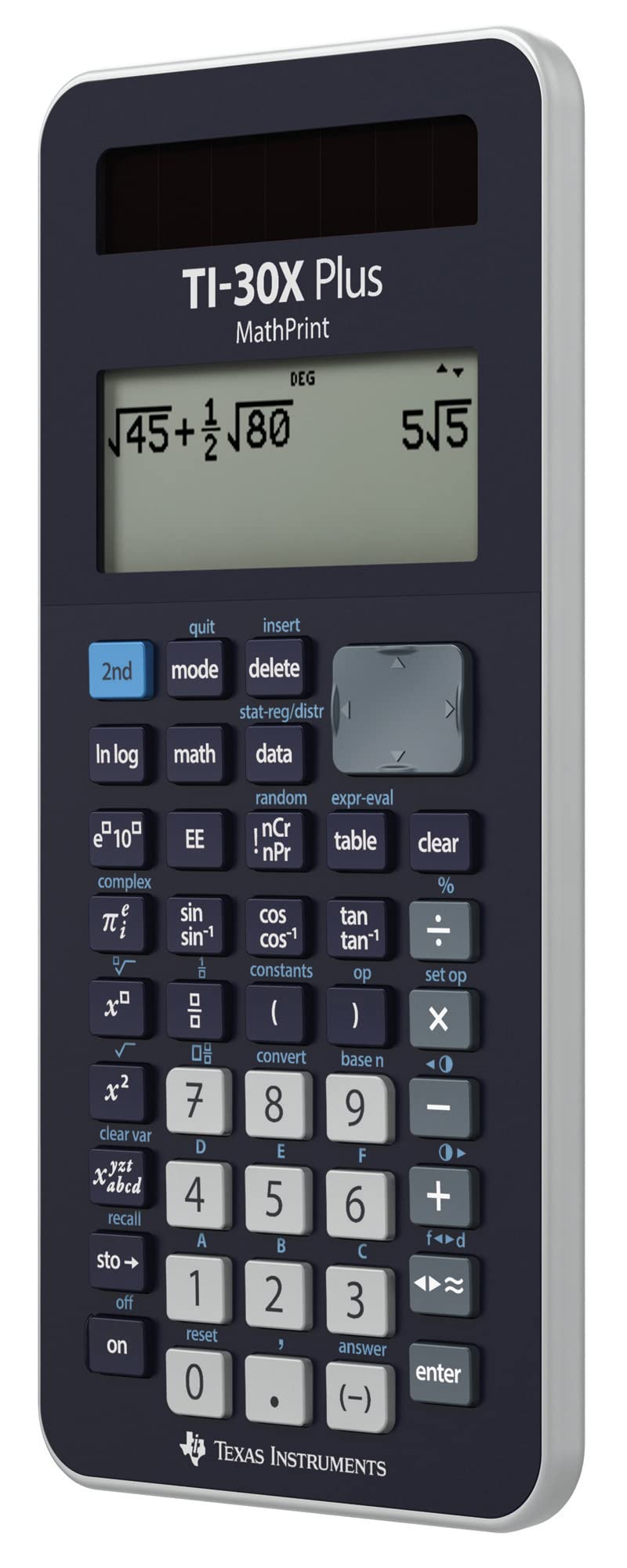 TEXAS INSTRUMENTS TI-30X Plus MathPrint Wissenschaftlicher Schulrechner (für SEK I und II, 4-zeilig, Solar- und Batteriebetrieb) Dunkelblau