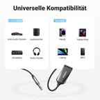 UGREEN Aux Bluetooth Adapter Auto Bluetooth 6.0 Empfänger Klinke für Freisprechanruf und Wireless Musik kompatibel mit Auto mit Aux und USB Anschluss, Lautsprecher, Verstärker (Grau-Standard)