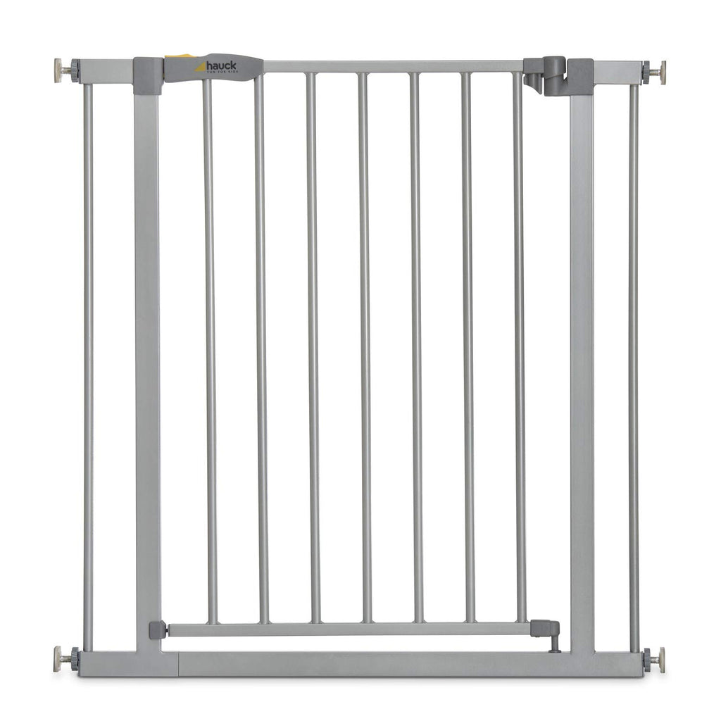 hauck Treppenschutzgitter / Türschutzgitter Stop N Safe 2 (Basisgitter ohne Verlängerung), für Breiten 75 - 80 cm, ohne Bohren, Einhändiges Öffnen, Beidseitig Schwenkbar, Metall (Silver)