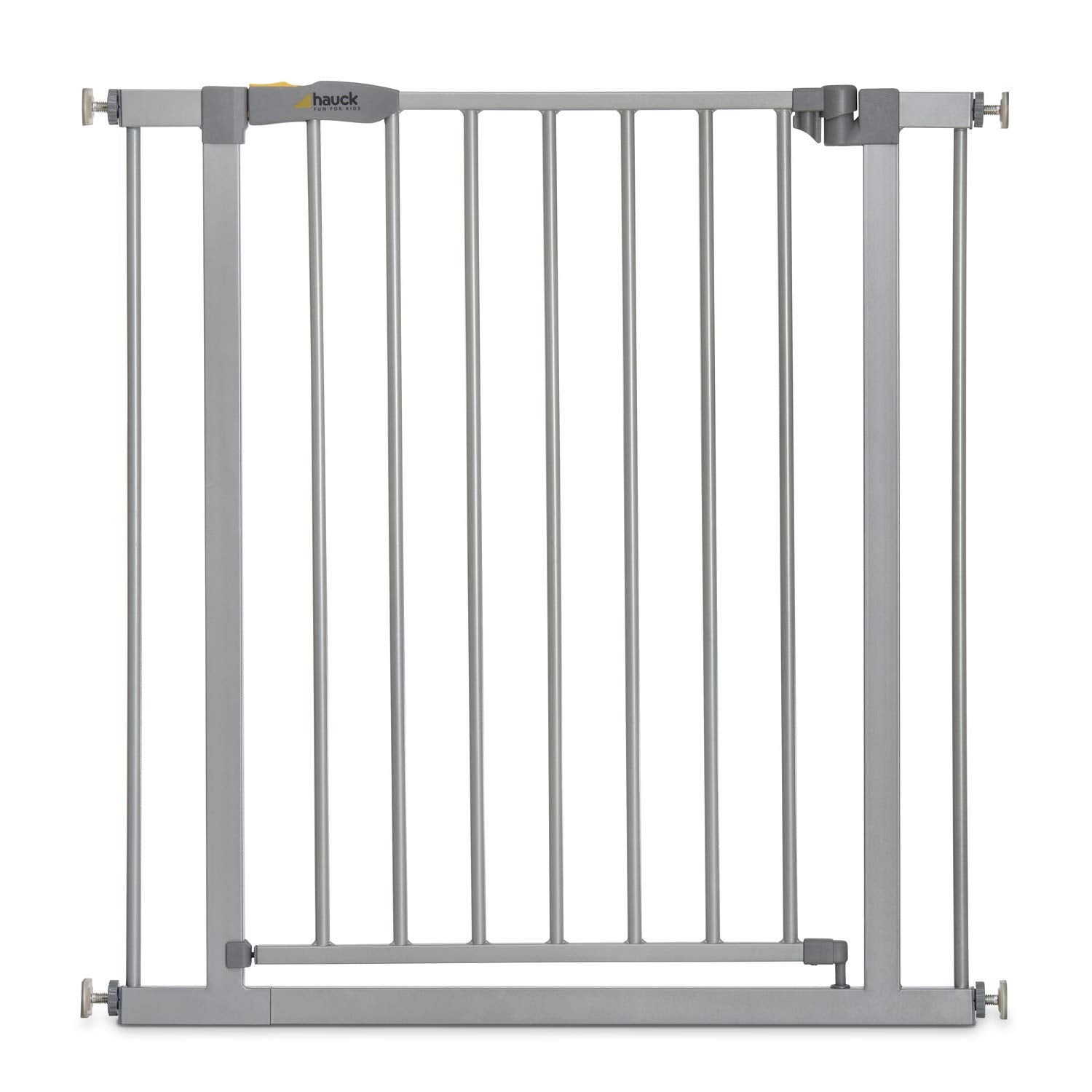 hauck Treppenschutzgitter / Türschutzgitter Stop N Safe 2 (Basisgitter ohne Verlängerung), für Breiten 75 - 80 cm, ohne Bohren, Einhändiges Öffnen, Beidseitig Schwenkbar, Metall (Silver)