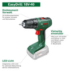 Bosch Akkuschrauber EasyDrill 18V-40 (2 Akku 2,0 Ah, 18 Volt System, im Koffer)