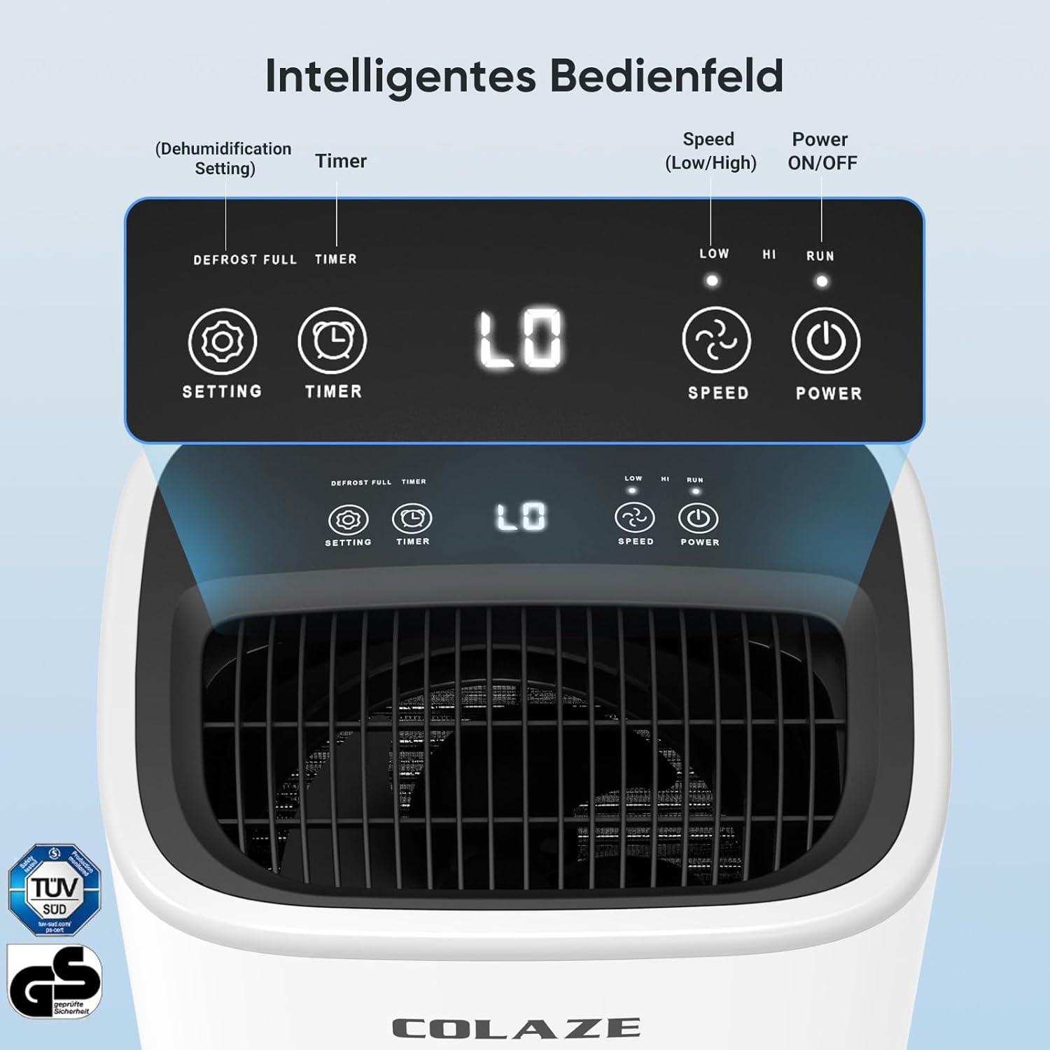 COLAZE Luftentfeuchter, 12L/24h Luftentfeuchter Elektrisch, Geeignet für Raumgrößen bis zu 120m³(30m²), Leiser Entfeuchter mit Digitalanzeige, Raumentfeuchter für Keller Schlafzimmer Bad