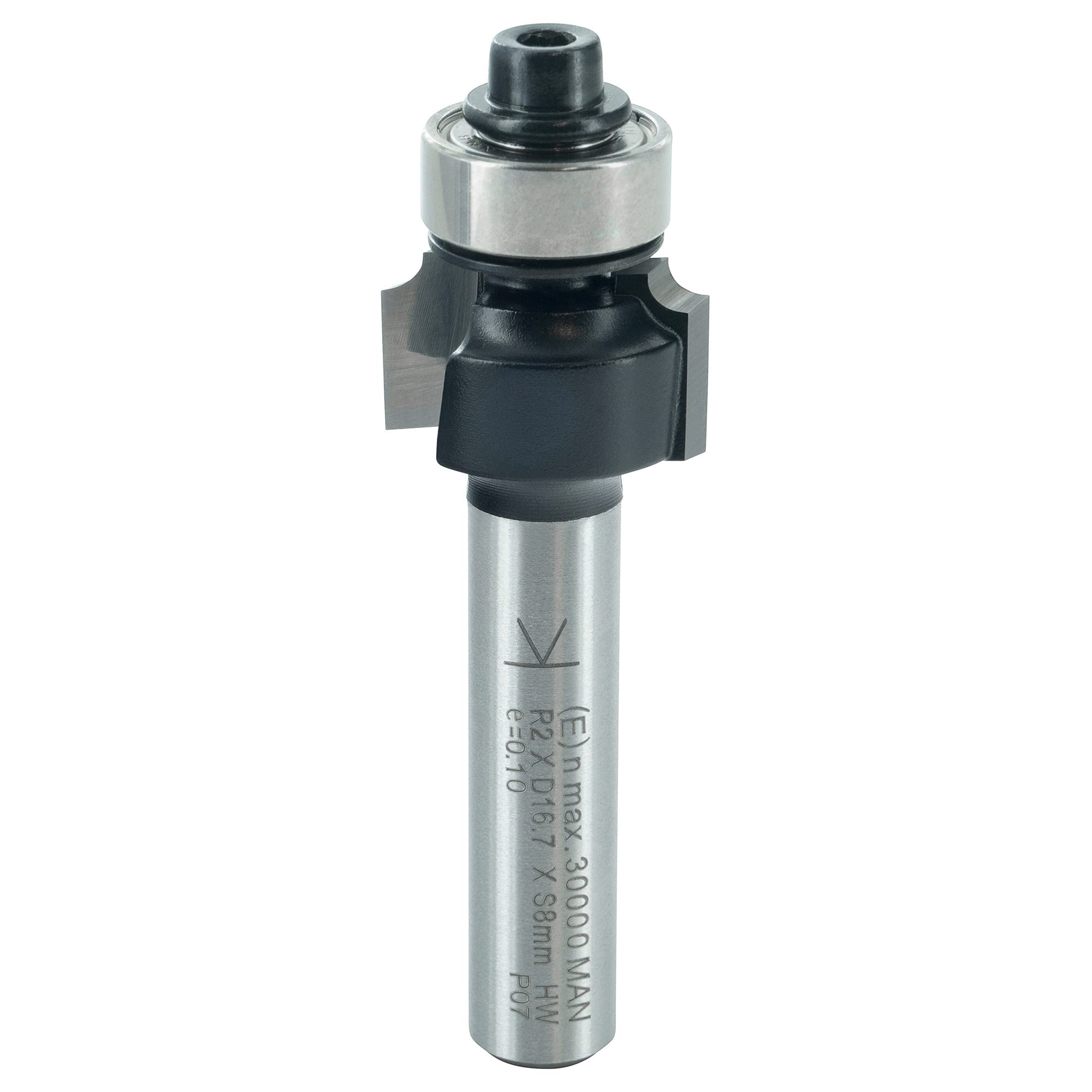 ENT 14280 Abrundfräser HW, Schaft (S) 8 mm, Durchmesser (D) 16,7 mm, NL 9,5 mm, R 2 mm, SL 32 mm, mit Kugellager