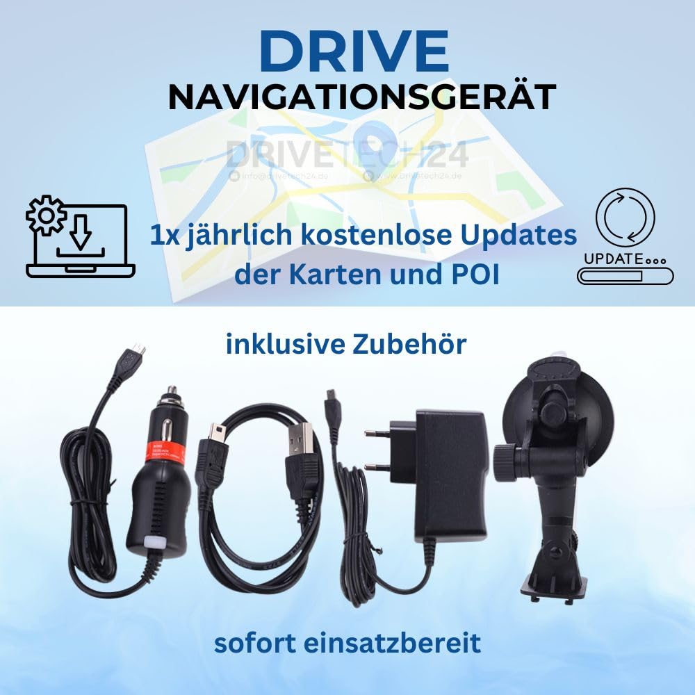 GABITECH 7 Zoll GPS Navigationsgerät Drive 7.0 Navi für LKW, PKW, Wohnmobil, lebenslange Updates