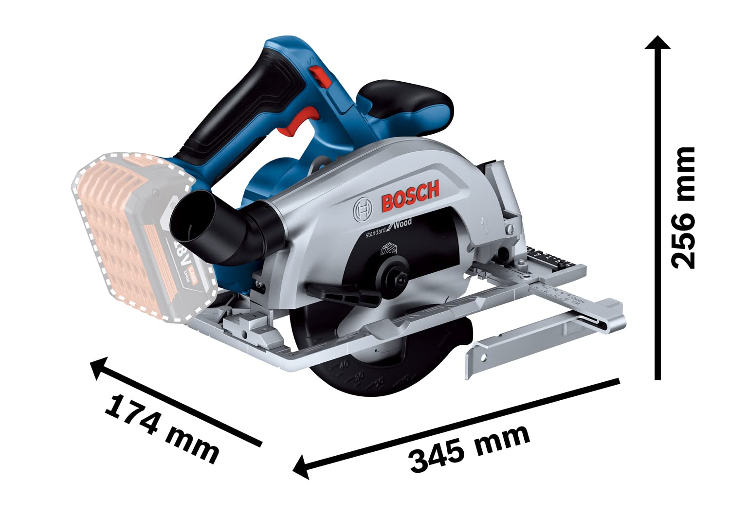 Bosch Professional 18V System Akku Kreissäge GKS 18V 57-2 (165mm Sägeblatt, 57 mm Schnitttiefe, inkl. L-BOXX, ohne Akku/ Ladegerät)