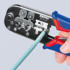 KNIPEX Crimpzange für Westernstecker in Blistermit Mehrkomponenten-Hüllen 190 mm, 97 51 10 SB