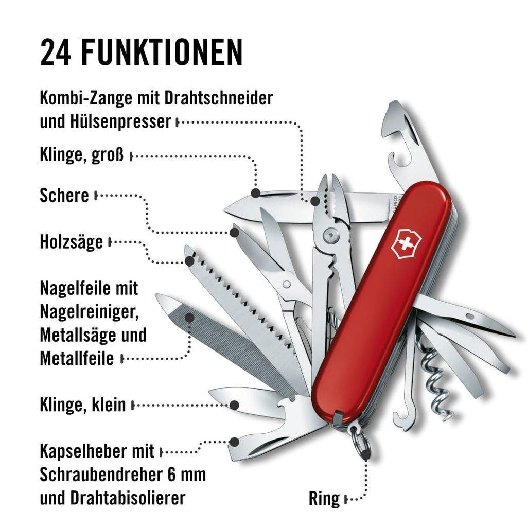 Victorinox Schweizer Taschenmesser Handyman, Swiss Army Knife, Multitool, 24 Funktionen, Klinge, Korkenzieher, Dosenöffner