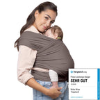 Boba Babytragetuch ab Geburt bis 15 kg - Kuschelweiches & Stützendes Baumwollfrottee, Tragetuch Baby Neugeboren bis Kleinkind, Einfach zu Binden (Grau)