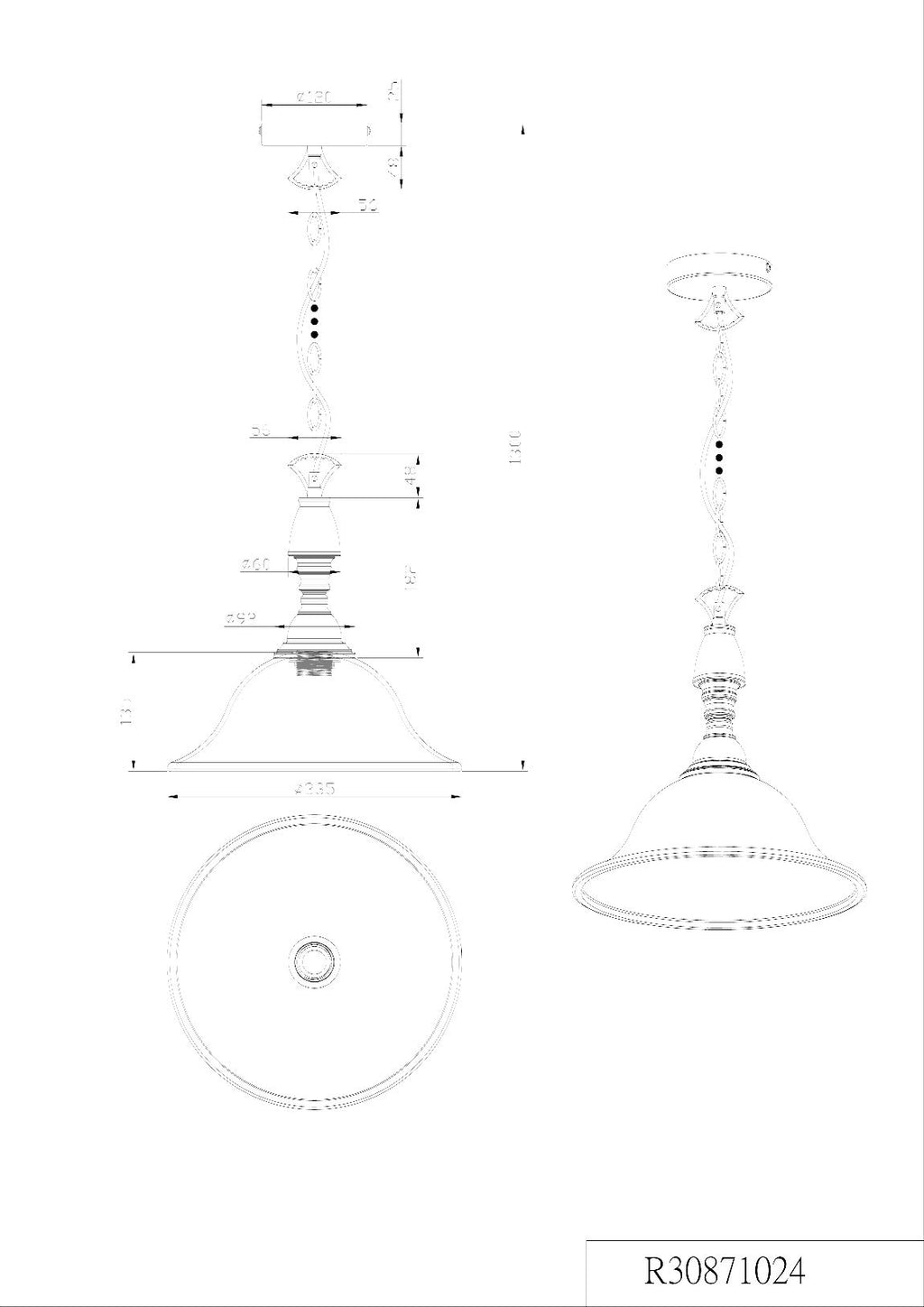 Reality Leuchten Pendelleuchte Country R30871024 Metall rostfarbig, Schirm alabasterfarbig weiß, exkl. 1x E27, 15,5 x 15,5 x 130 cm