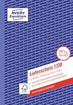 AVERY Zweckform 1720-5 Lieferschein (DIN A5, selbstdurchschreibend, 2 x 40 Blatt) im 5er Pack weiß, gelb