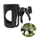 360 Grad drehbarer Getränkehalter für Kinderwagen & Fahrrad - Großer Durchmesser, entwickelt für Gehhilfe, Rollstuhl, Roller (Schwarz)